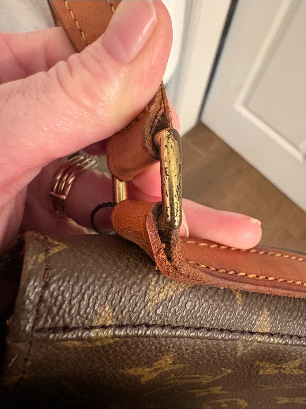 Louis Vuitton Monogram vintage Half-Moon Crossbody Bag in Brown and Tan - Picture 9 of 16